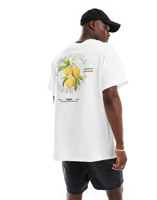 Asos ASOS DESIGN Oversized T-shirt With Limoncello Graphic In White