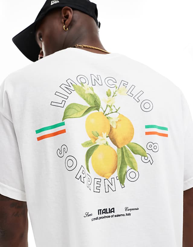 asos ASOS DESIGN oversized t-shirt with limoncello graphic in white