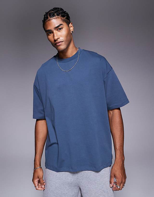 Asos ASOS DESIGN Oversized T-shirt With New York Graphic In Grey Blue