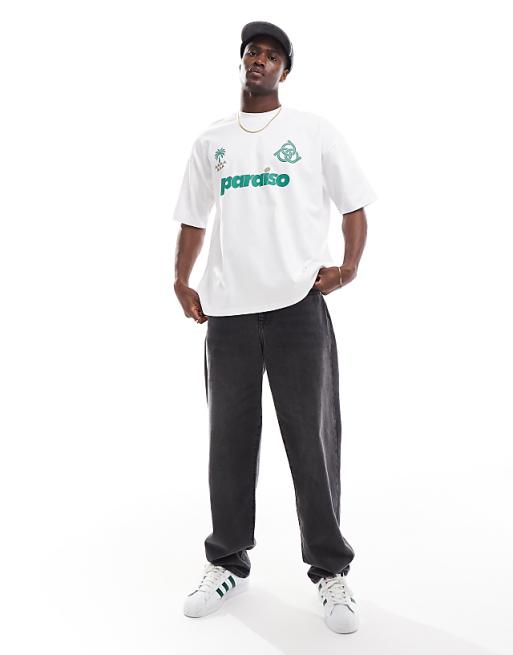 Asos ASOS DESIGN Oversized T-shirt With Paraiso Front Print In White