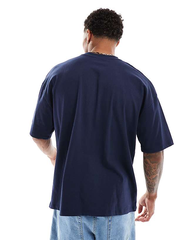Asos ASOS DESIGN Oversized T-shirt With Paraiso Front Print In Navy