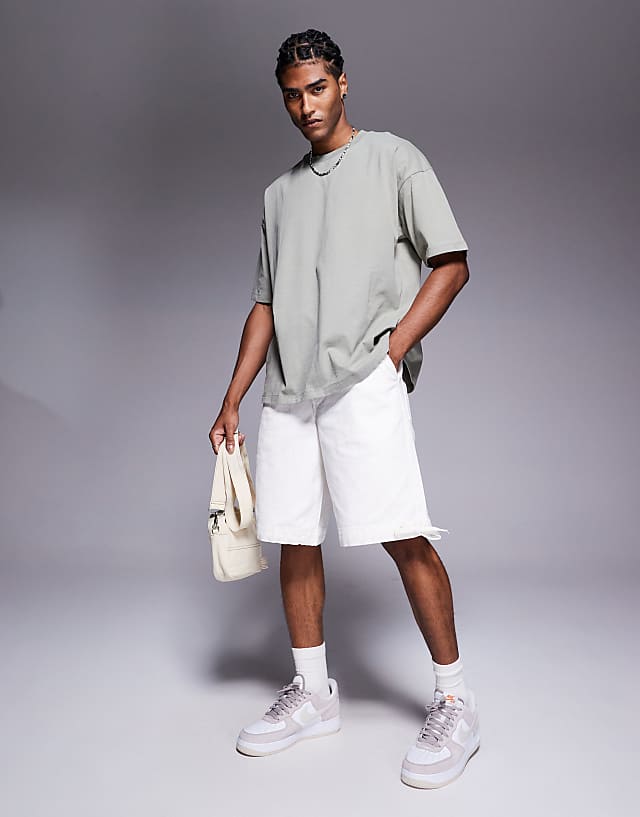 Asos ASOS DESIGN Oversized T-shirt With Paris Text Graphic In Grey Green