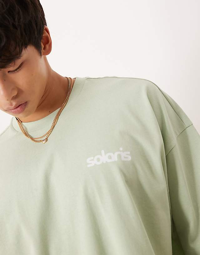Asos ASOS DESIGN Oversized T-shirt With Puff Print In Green