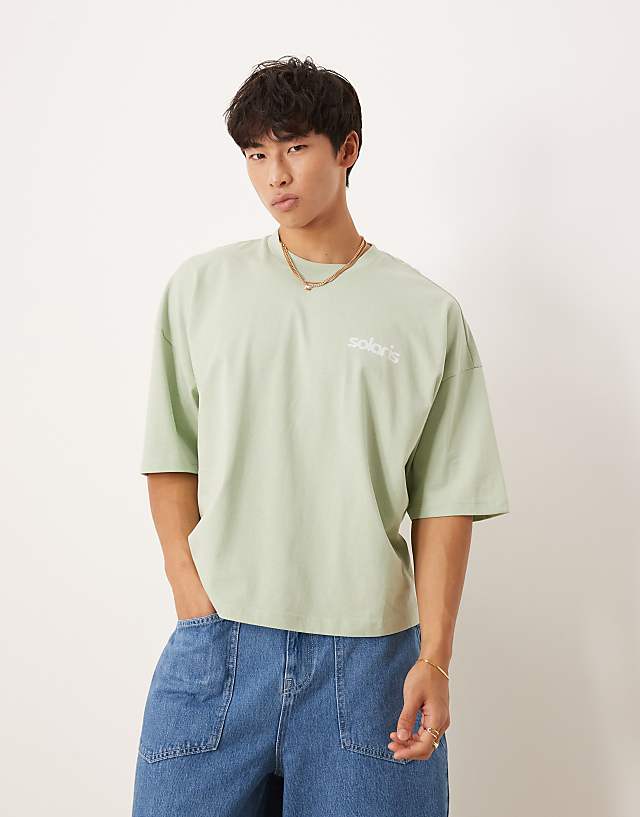 asos ASOS DESIGN oversized t-shirt with puff print in green