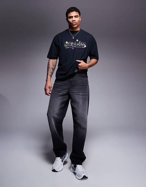 Asos ASOS DESIGN Oversized T-shirt With Puff Text Graphic In Black