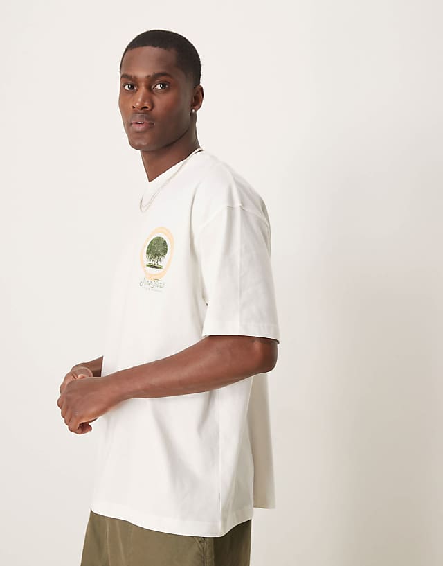 Asos ASOS DESIGN Oversized T-shirt With Scenic Graphic In Cream