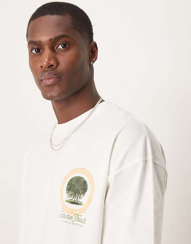 Asos ASOS DESIGN Oversized T-shirt With Scenic Graphic In Cream