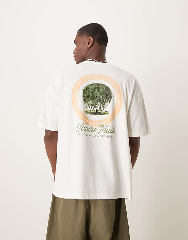 asos ASOS DESIGN oversized t-shirt with scenic graphic in cream