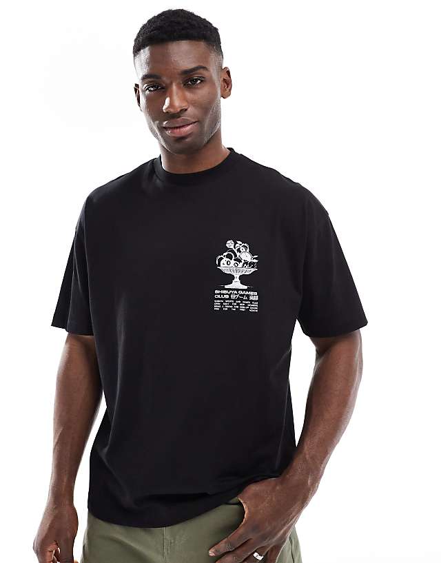 Asos ASOS DESIGN Oversized T-shirt With Shibuya Graphic In Black