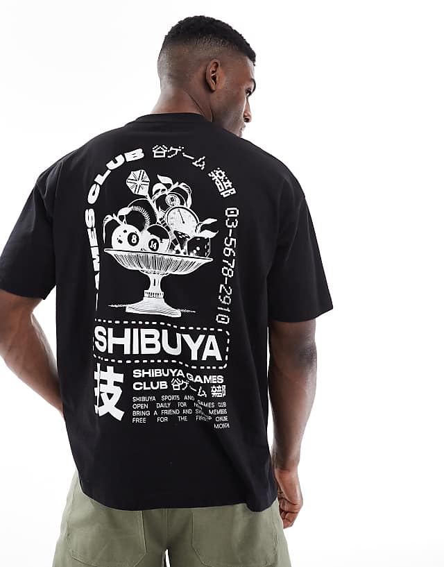 asos ASOS DESIGN oversized t-shirt with Shibuya graphic in black