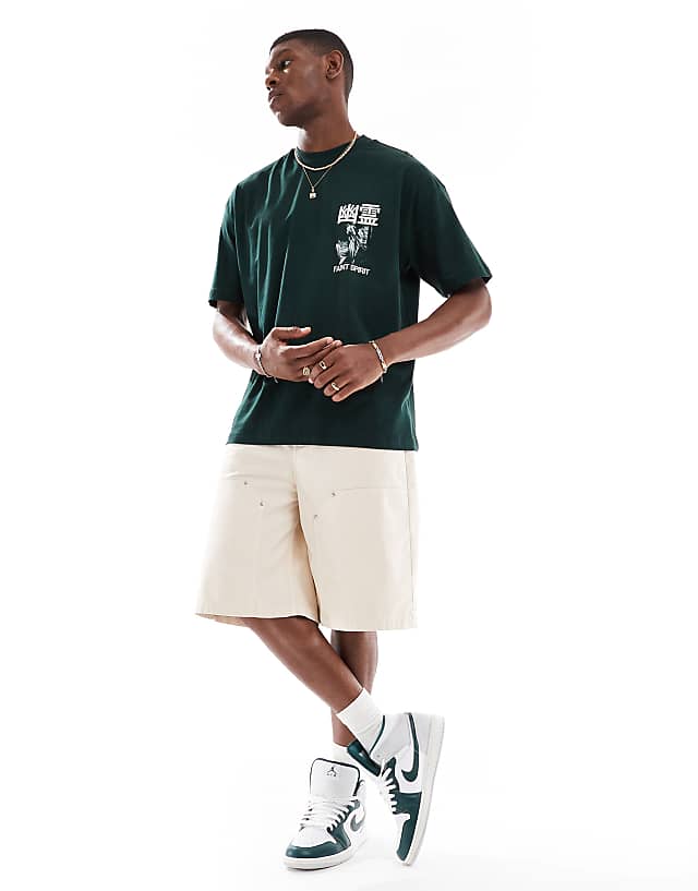 Asos ASOS DESIGN Oversized T-shirt With Souvenir Graphic In Dark Green