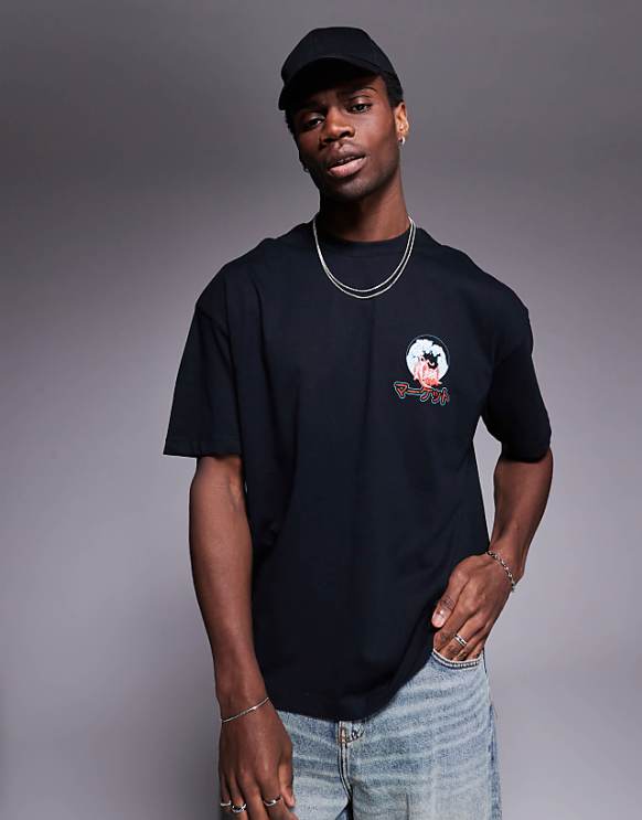 Asos ASOS DESIGN Oversized T-shirt With Souvenir Graphic In Black