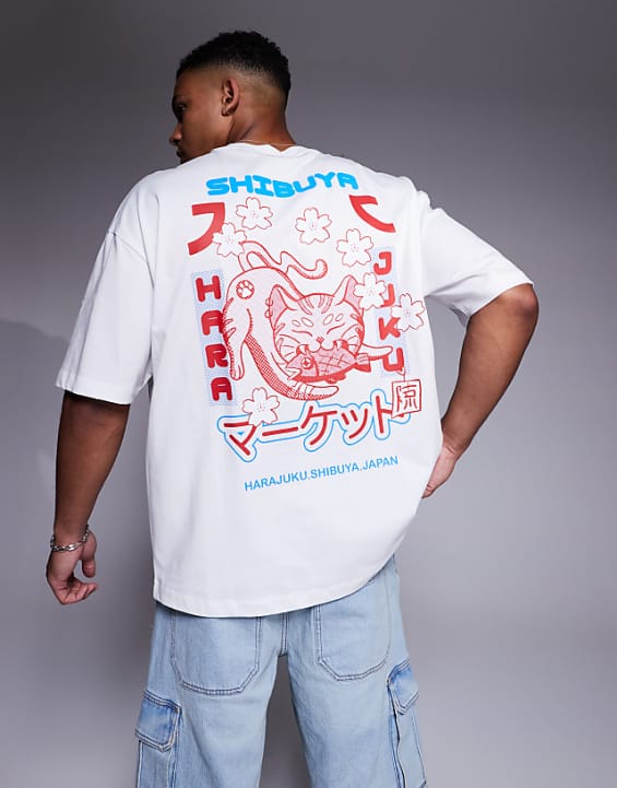 asos ASOS DESIGN oversized t-shirt with souvenir graphic in white