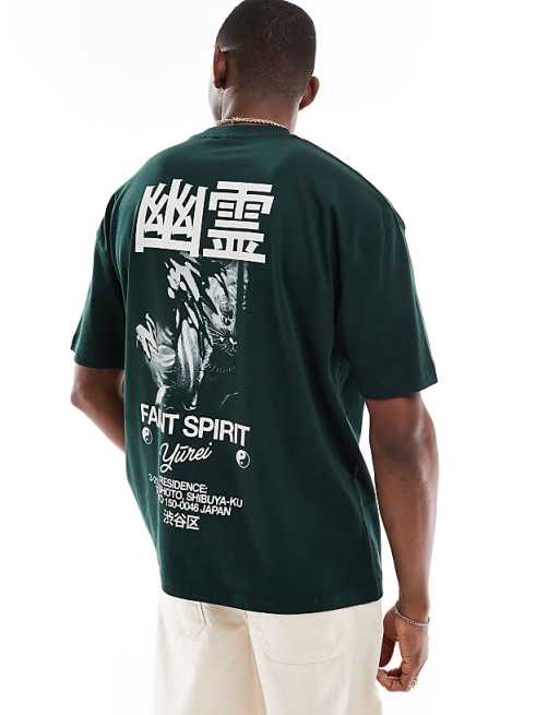 asos ASOS DESIGN oversized t-shirt with souvenir graphic in dark green