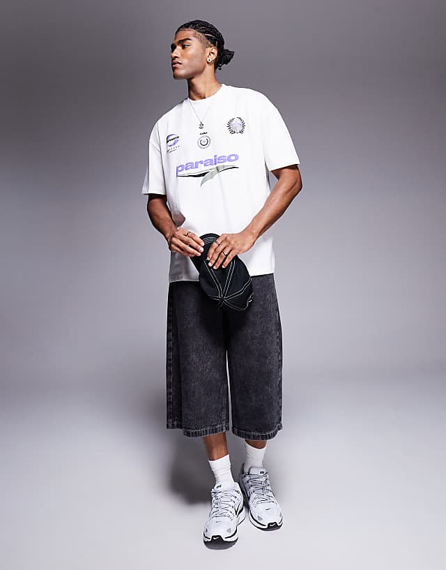 Asos ASOS DESIGN Oversized T-shirt With Sport Graphic In Cream