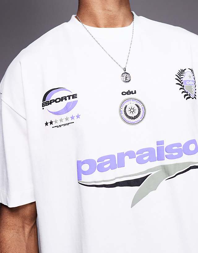 Asos ASOS DESIGN Oversized T-shirt With Sport Graphic In Cream