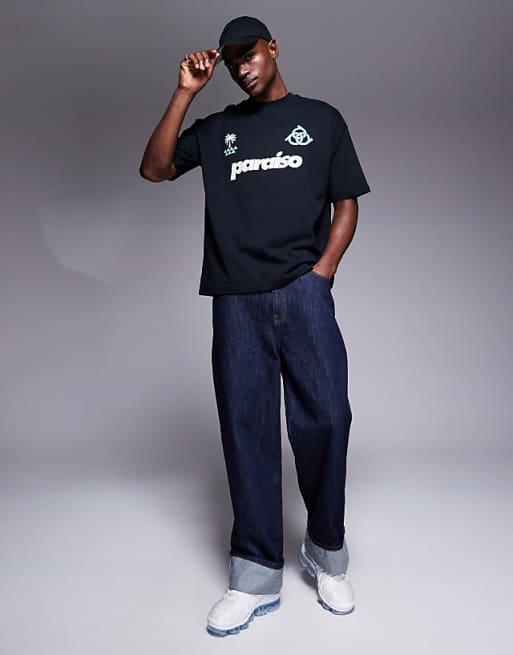 Asos ASOS DESIGN Oversized T-shirt With Sports Graphic In Black