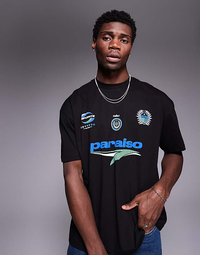 Asos ASOS DESIGN Oversized T-shirt With Sports Graphic In Black