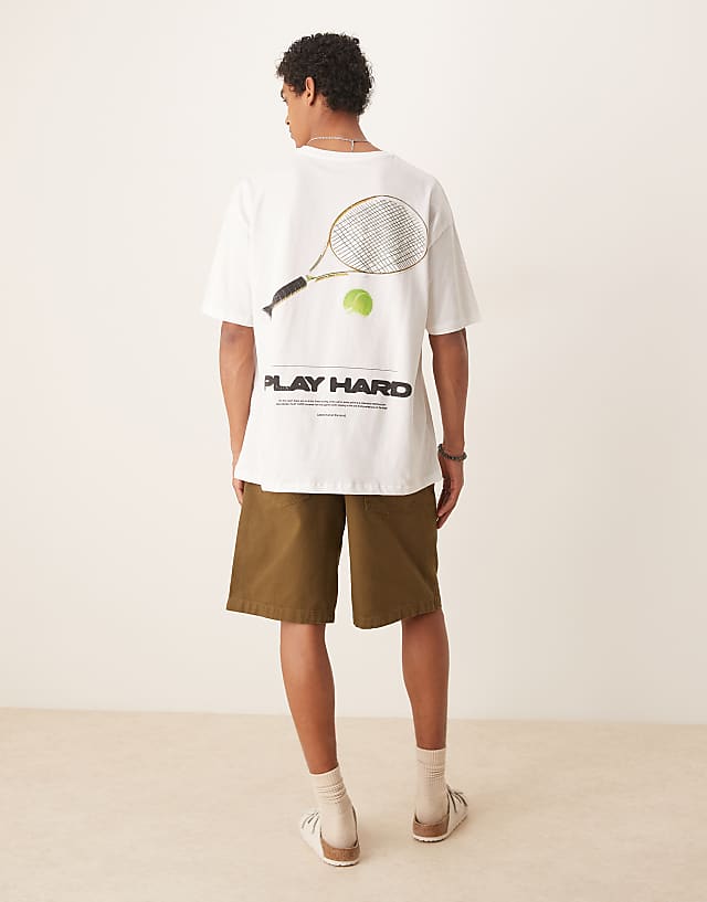 Asos ASOS DESIGN Oversized T-shirt With Sports Graphic In White