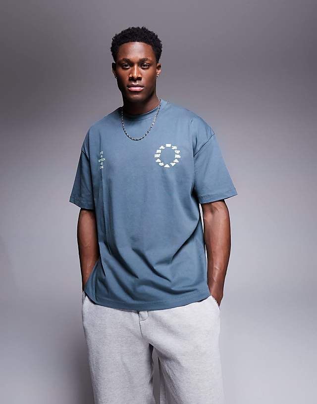 Asos ASOS DESIGN Oversized T-shirt With Sports Graphics In Charcoal