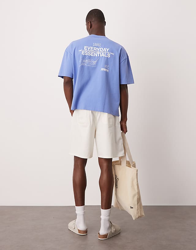 Asos ASOS DESIGN Oversized T-shirt With Text Back Print In Washed Blue