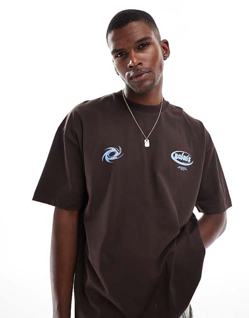 Asos ASOS DESIGN Oversized T-shirt With Text Graphic In Brown