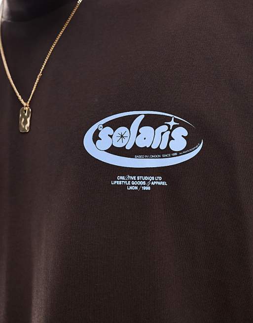 Asos ASOS DESIGN Oversized T-shirt With Text Graphic In Brown