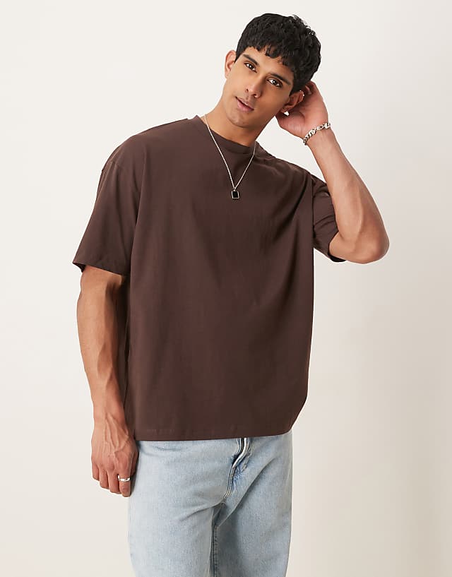 Asos ASOS DESIGN Oversized T-shirt With Text Graphic In Brown