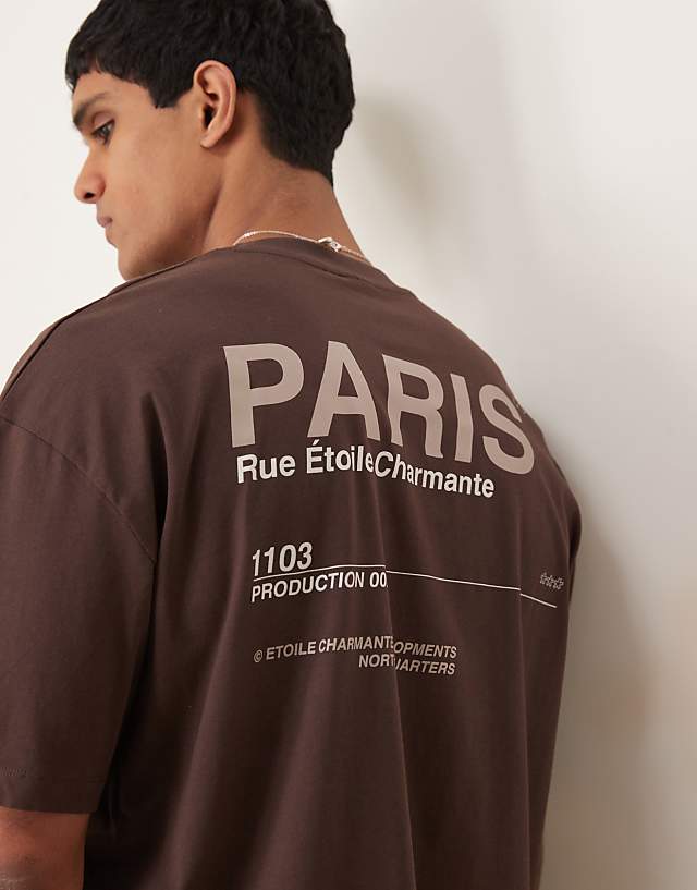 Asos ASOS DESIGN Oversized T-shirt With Text Graphic In Brown
