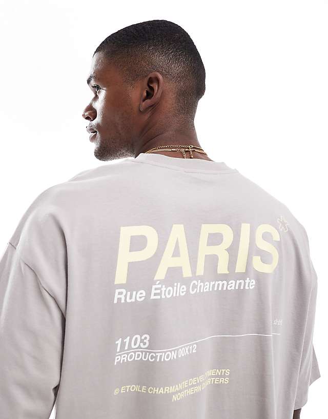 Asos ASOS DESIGN Oversized T-shirt With Text Graphic In Grey