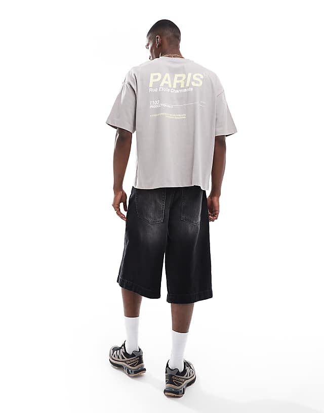 Asos ASOS DESIGN Oversized T-shirt With Text Graphic In Grey