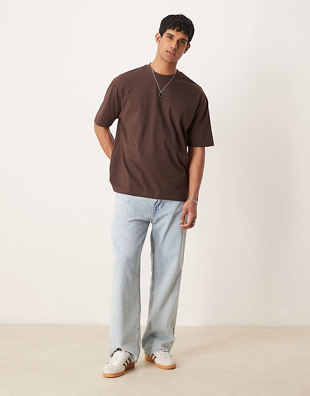 Asos ASOS DESIGN Oversized T-shirt With Text Graphic In Brown