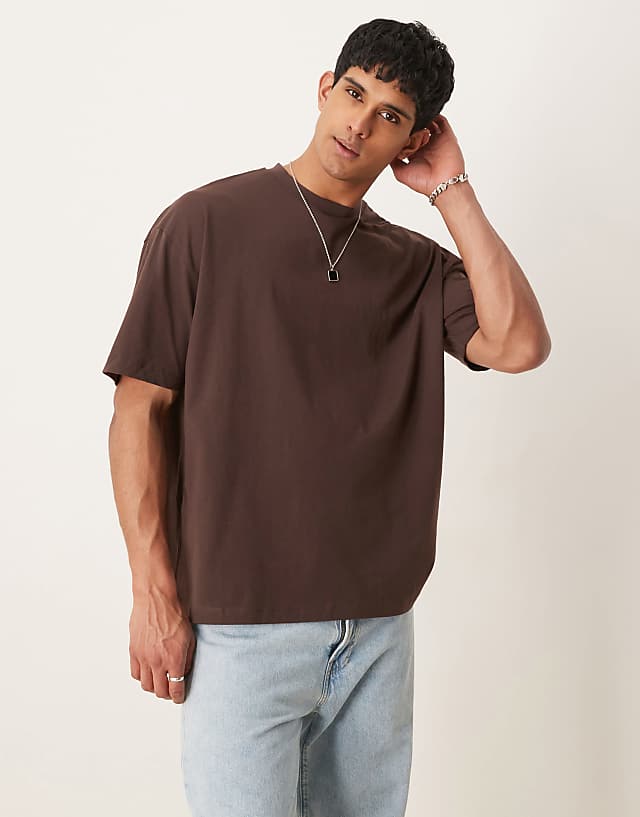 Asos ASOS DESIGN Oversized T-shirt With Text Graphic In Brown