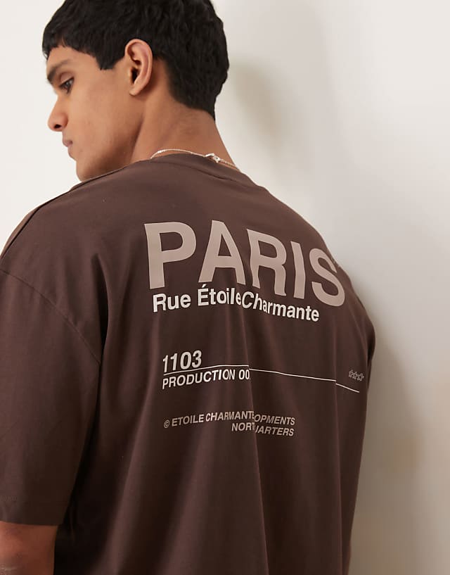 Asos ASOS DESIGN Oversized T-shirt With Text Graphic In Brown
