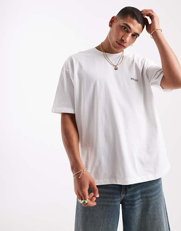 asos ASOS DESIGN oversized t-shirt with text graphic in white