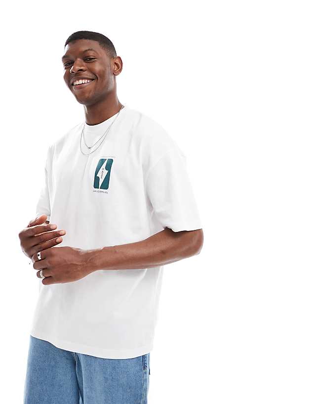 Asos ASOS DESIGN Oversized T-shirt With Text Graphics In White