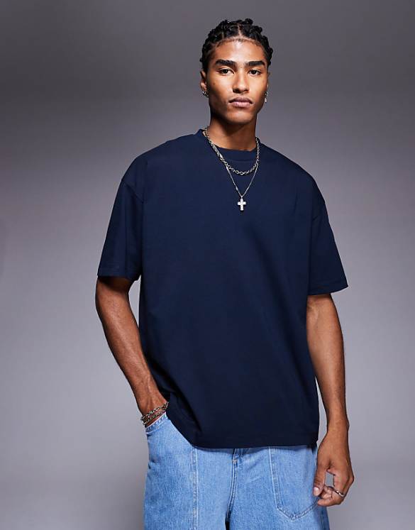 Asos ASOS DESIGN Oversized T-shirt With Tijuana Tiger Graphic In Navy