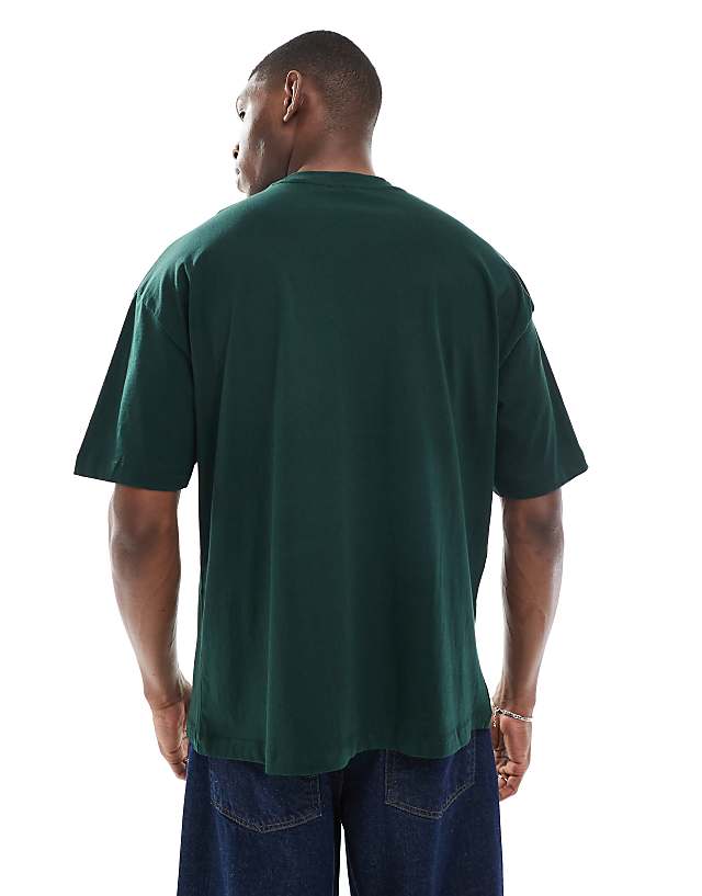 Asos ASOS DESIGN Oversized T-shirt With Varsity Graphic In Dark Green