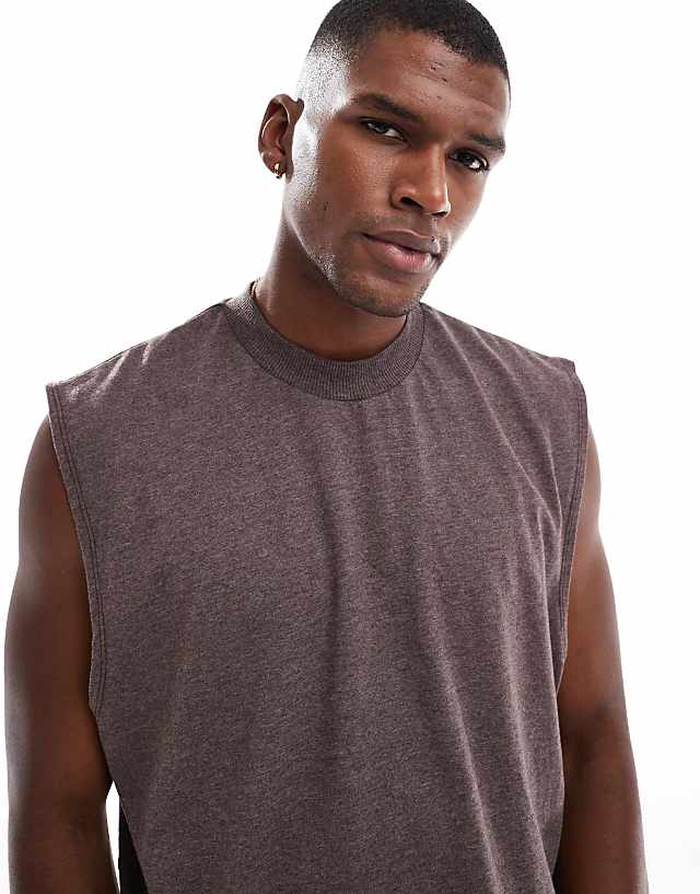 Asos ASOS DESIGN Oversized Tank In Overdyed Brown Marl