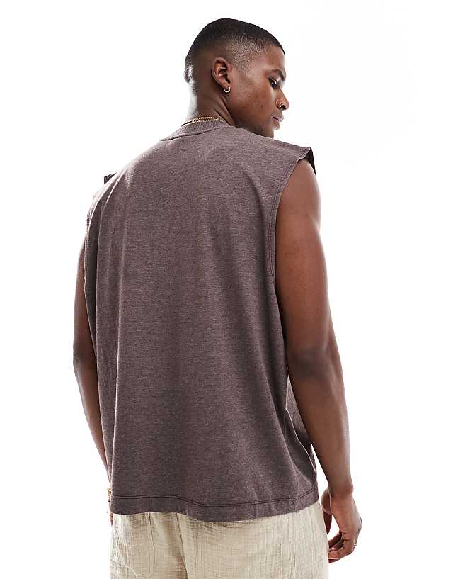 Asos ASOS DESIGN Oversized Tank In Overdyed Brown Marl