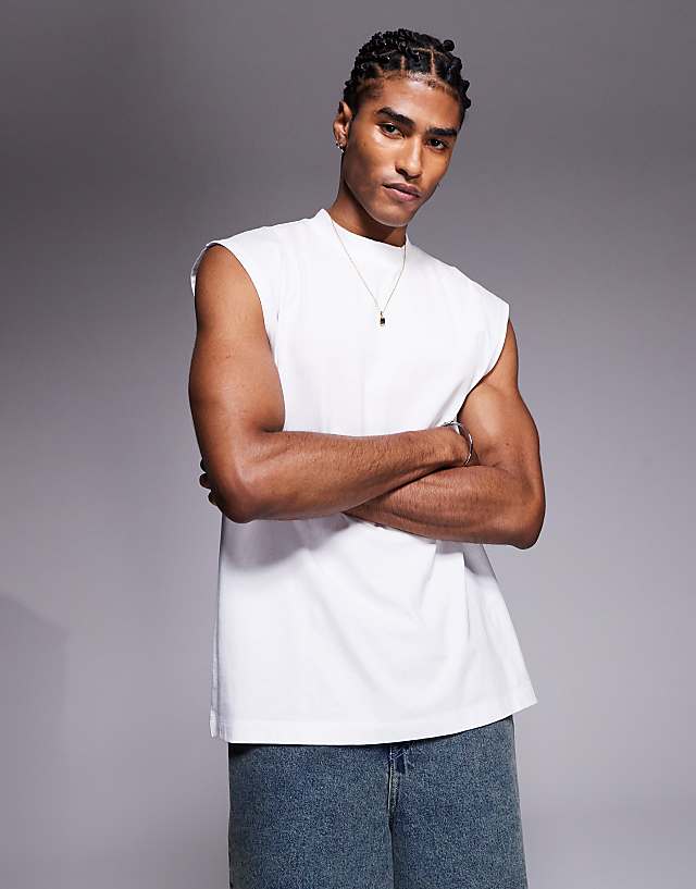 Asos ASOS DESIGN Oversized Tank With Back Print In White