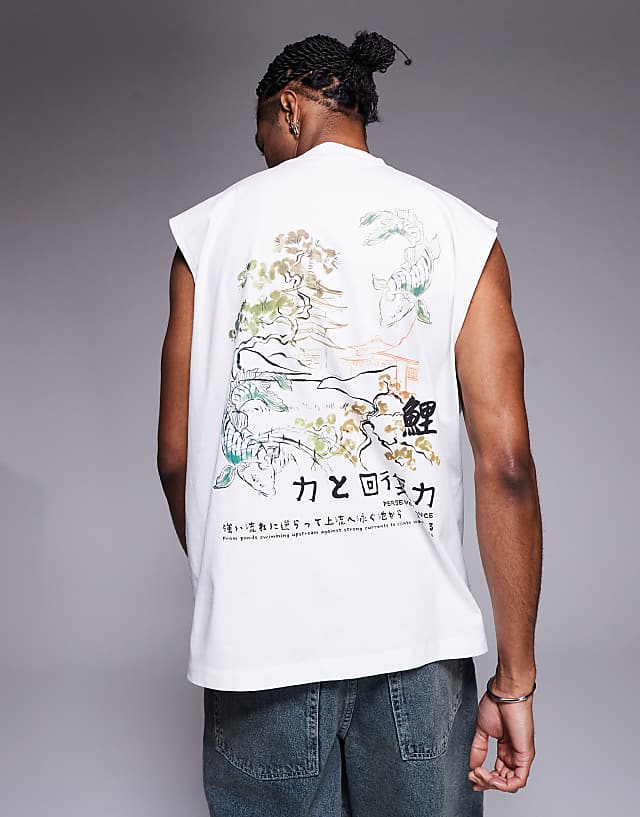 Asos ASOS DESIGN Oversized Tank With Back Print In White