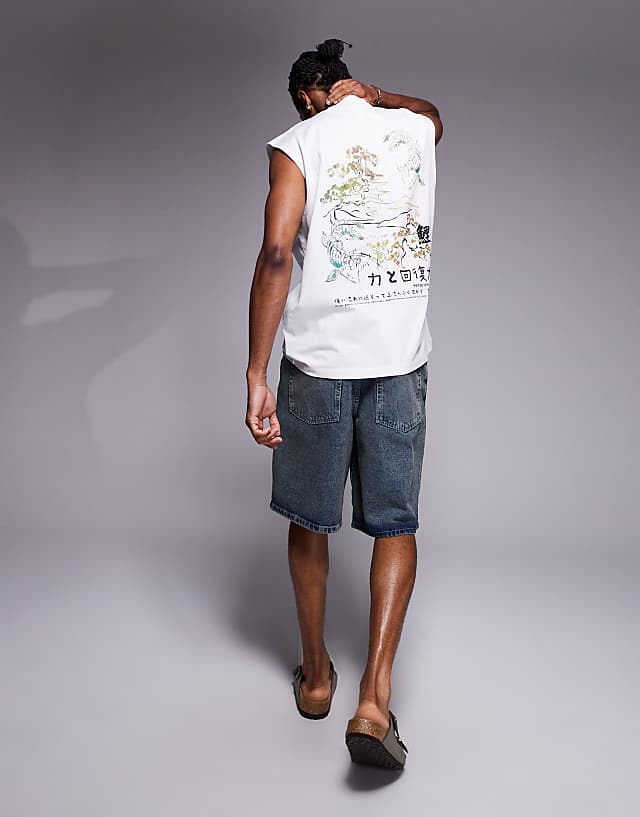 Asos ASOS DESIGN Oversized Tank With Back Print In White