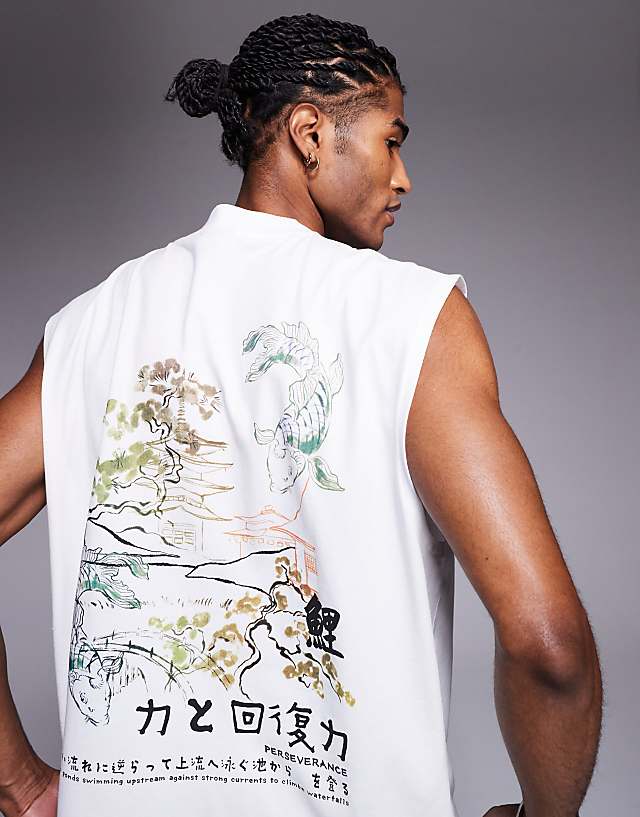 asos ASOS DESIGN oversized tank with back print in white