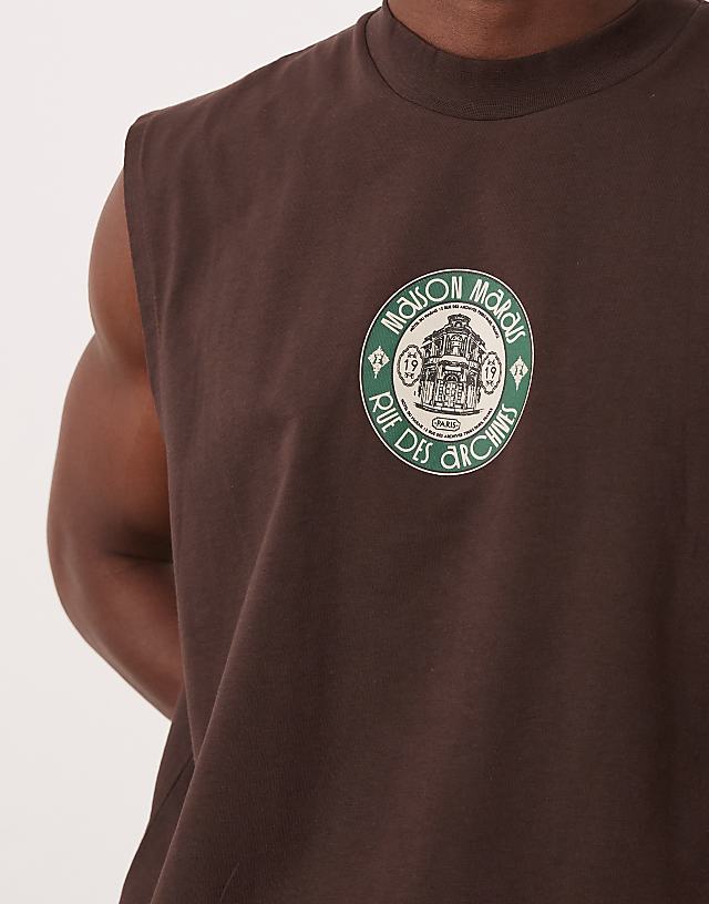 Asos ASOS DESIGN Oversized Tank With City Graphic In Brown
