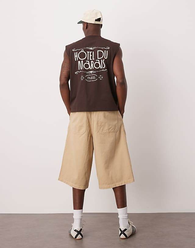 Asos ASOS DESIGN Oversized Tank With City Graphic In Brown