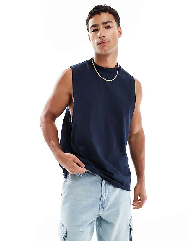 Asos ASOS DESIGN Oversized Tank With City Graphic In Navy