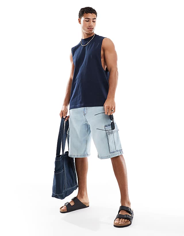Asos ASOS DESIGN Oversized Tank With City Graphic In Navy