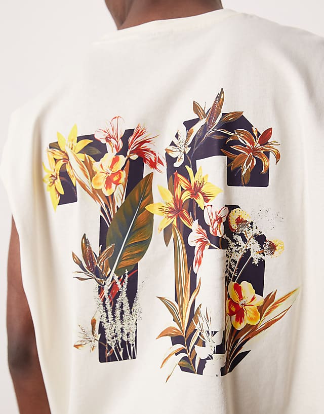 Asos ASOS DESIGN Oversized Tank With Floral Sports Graphic In White