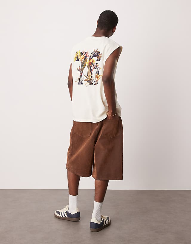 asos ASOS DESIGN oversized tank with floral sports graphic in white